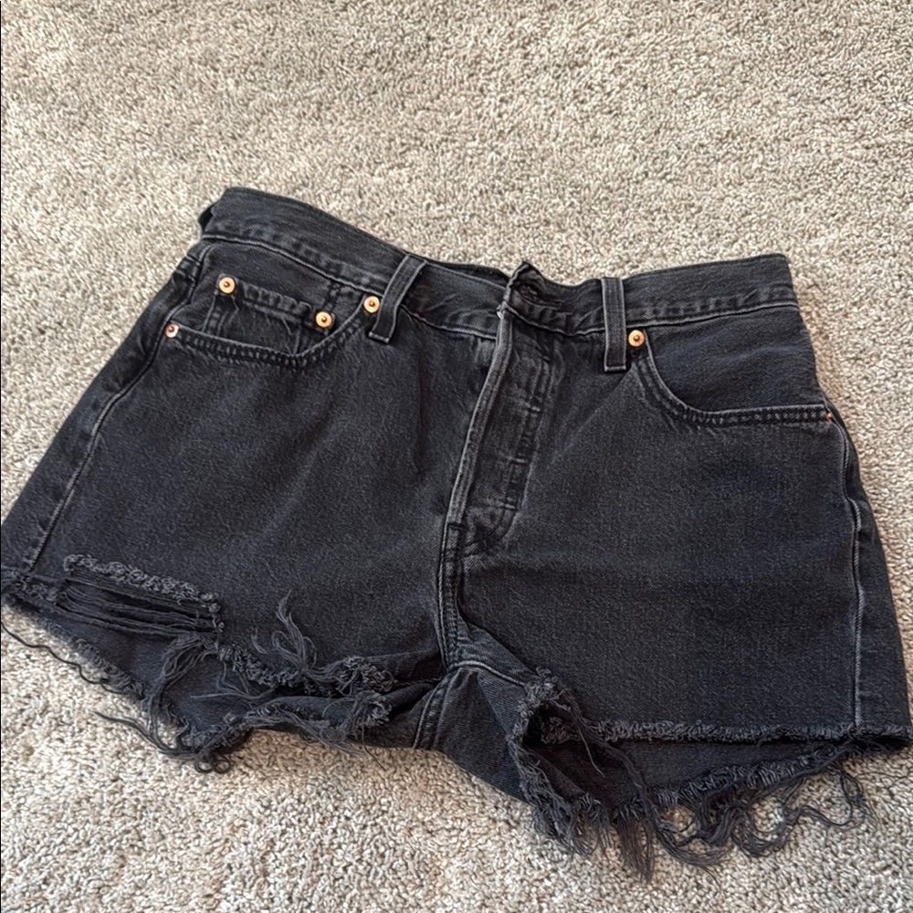 Levi's Black Jean Shorts Distressed Cut-Off Style